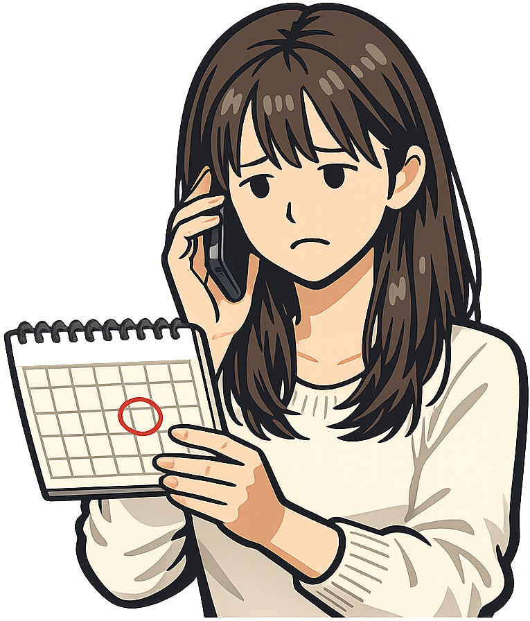 カレンダーを見て憂鬱な表情の人