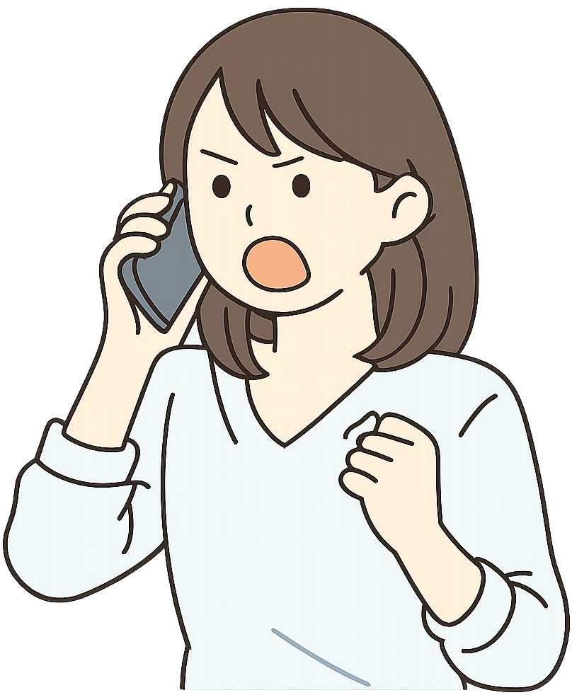 スマホで話しながら怒っている人