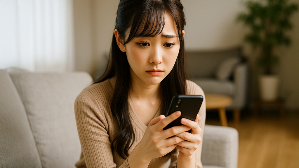 LINE副業について悩んでいる女性